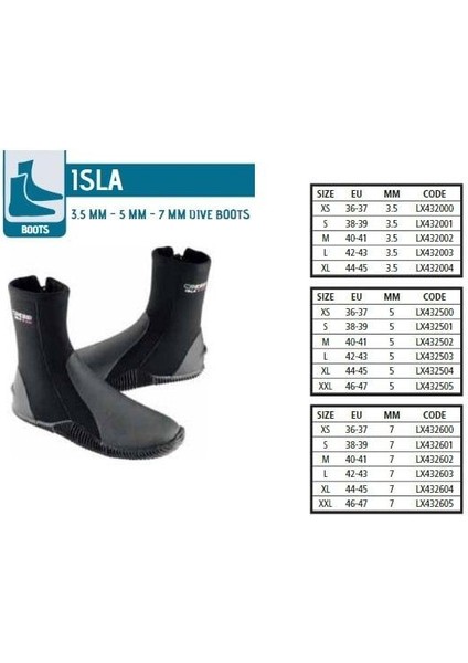 Isla 3.5 mm Tabanlı Dalış Botu Large(42-43)