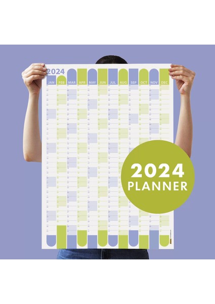 2025 Yıllık Planlayıcı Duvar Takvimi Mor ve Yeşil Renk Yıl ve Aylık Planlayıcı Boyut 35 x 50 cm fiyatları