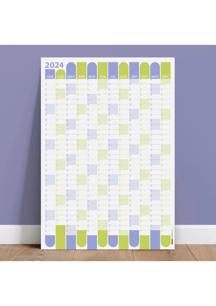 2025 Yıllık Planlayıcı Duvar Takvimi Mor ve Yeşil Renk Yıl ve Aylık Planlayıcı Boyut 35 x 50 cm fırsatları