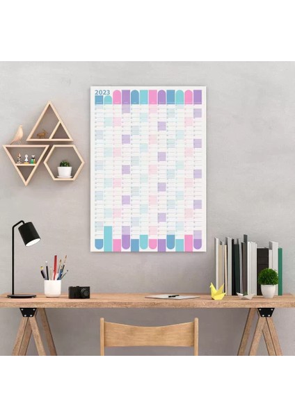 2025 Yıllık Planlayıcı Duvar Takvimi Mavi Mor Wall Planner Boyut 50 x 70 cm