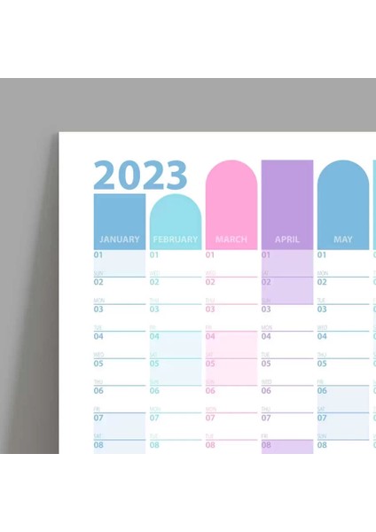 2025 Yıllık Planlayıcı Duvar Takvimi Mavi Mor Wall Planner Boyut 50 x 70 cm