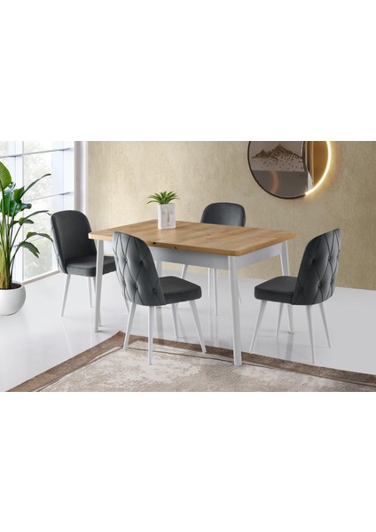 Erezoğulları Mobilya Lotus Mdf Salon Mutfak Masa Sandalye Takımı 90X140