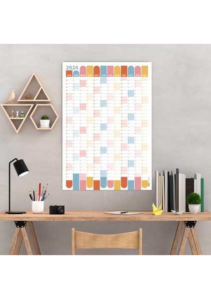 2025 Yıllık Planlayıcı Duvar Takvimi Renkli 2025 Takvim Okul Takvimi Minimalist Tasarım Boyut 35 x 50 cm