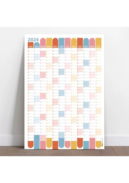 2025 Yıllık Planlayıcı Duvar Takvimi Renkli 2025 Takvim Okul Takvimi Minimalist Tasarım Boyut 35 x 50 cm