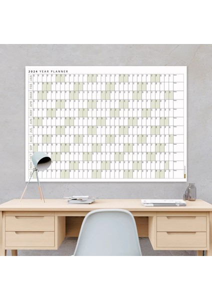 2025 Yıllık Planlayıcı Duvar Takvimi Yatay Botanik Yeşil Planlayıcı Planlayıcı Takvim Boyut 35 x 50 cm