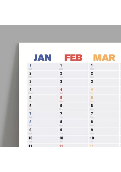 2025 Yıllık Planlayıcı Duvar Takvimi Rengarenk Aylar Boyut 35 x 50 cm fırsatları