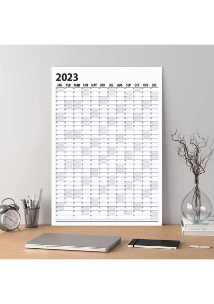 2025 Yıllık Planlayıcı Duvar Takvim Siyah Yearly Wall Planner Boyut 70 x 100 cm