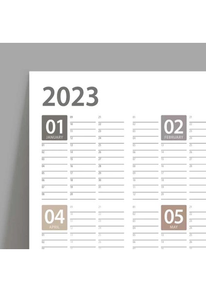 2025 Yıllık Planlayıcı Duvar Takvim Kahverengi Bej Gri Yearly Wall Planner Boyut 70 x 100 cm