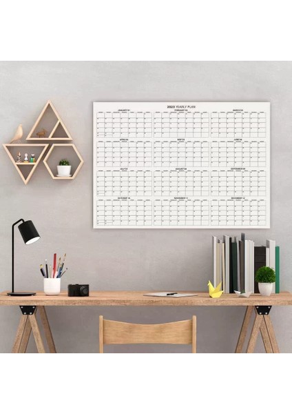 2025 Yıllık Planlayıcı Duvar Takvimi Beyaz Renkli Kağıt Boyut 50 x 70 cm