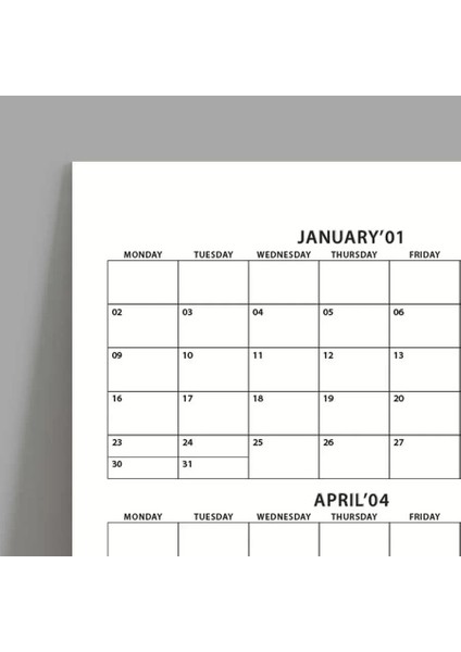 2025 Yıllık Planlayıcı Duvar Takvimi Beyaz Renkli Kağıt Boyut 50 x 70 cm modelleri