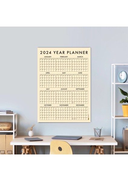 Krem Renk 2025 Yıllık Planlayıcı Duvar Takvimi 2025 Takvim Aylık Planlayıcı Boyut 50 x 70 cm