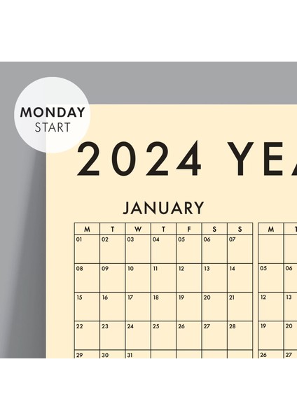 Krem Renk 2025 Yıllık Planlayıcı Duvar Takvimi 2025 Takvim Aylık Planlayıcı Boyut 50 x 70 cm fiyatları