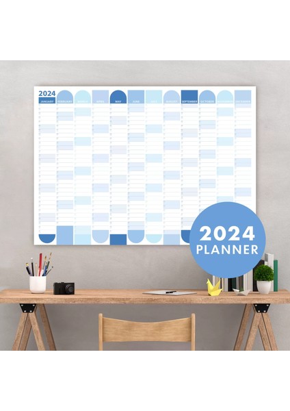 2025 Yıllık Planlayıcı Duvar Takvimi Mavi 2025 Yılı Planlayıcısı Aylık Planlayıcı Boyut 35 x 50 cm