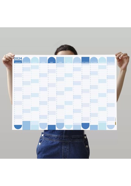 2025 Yıllık Planlayıcı Duvar Takvimi Mavi 2025 Yılı Planlayıcısı Aylık Planlayıcı Boyut 35 x 50 cm
