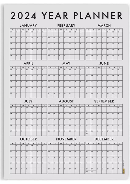 Gri Renk 2025 Yıllık Planlayıcı Duvar Takvimi 2025 Takvim Aylık Planlayıcı Boyut 35 x 50 cm