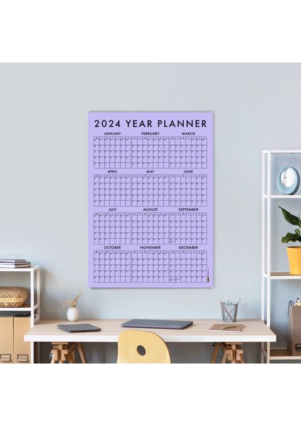 Mor Renk 2025 Yıllık Planlayıcı Duvar Takvimi 2025 Takvim Aylık Planlayıcı Boyut 50 x 70 cm