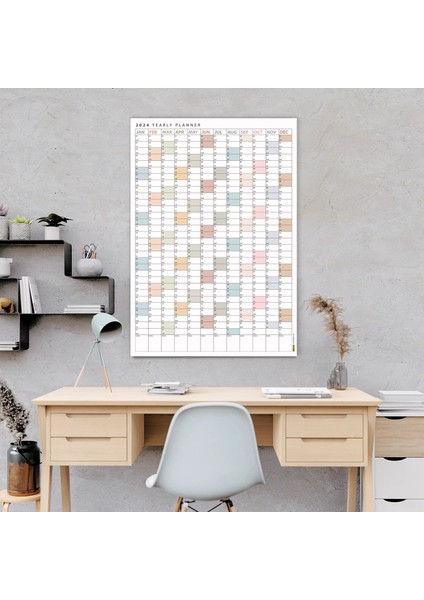 2025 Yıllık Planlayıcı Duvar Takvimi Boho Renk Planlayıcı Takvim 2025 Okul Takvimi Boyut 70 x 100 cm