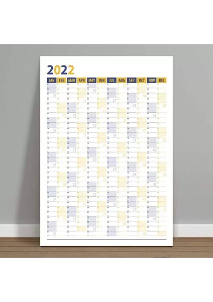 2025 Yıllık Planlama Duvar Takvimi Sarı Lacivert Wall Planner Boyut 70 x 100 cm