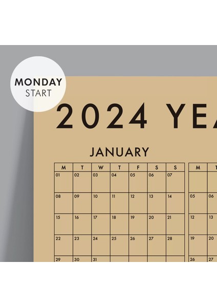 Kraft Kahve 2025 Yıllık Planlayıcı Duvar Takvimi 2025 Takvim Aylık Planlayıcı Boyut 50 x 70 cm fiyatları