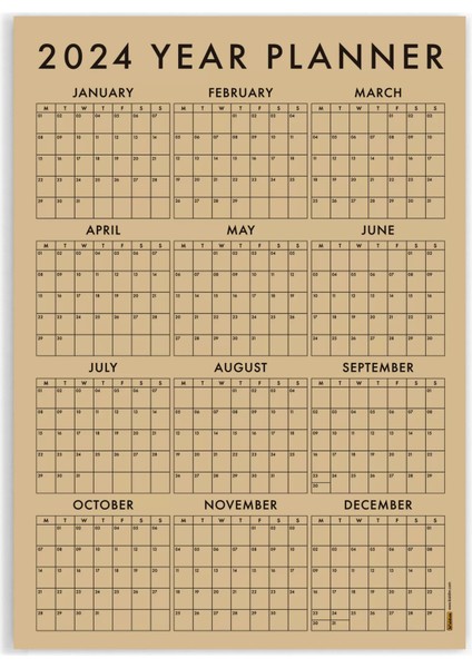 Kraft Kahve 2025 Yıllık Planlayıcı Duvar Takvimi 2025 Takvim Aylık Planlayıcı Boyut 50 x 70 cm indirimleri