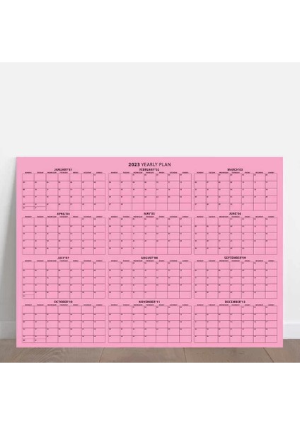 2025 Yıllık Planlayıcı Duvar Takvimi Pembe Renkli Kağıt Boyut 50 x 70 cm modelleri