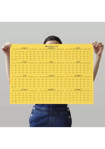 2025 Yıllık Planlayıcı Duvar Takvimi Sarı Renkli Kağıt Boyut 35 x 50 cm