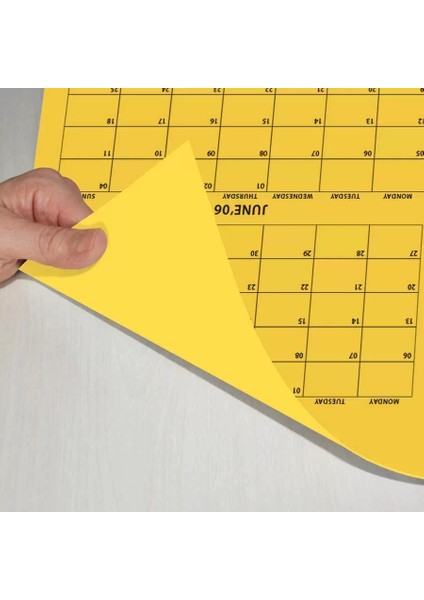 2025 Yıllık Planlayıcı Duvar Takvimi Sarı Renkli Kağıt Boyut 35 x 50 cm