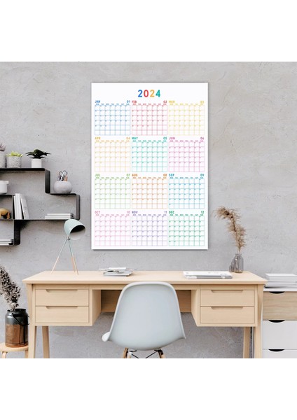 Renkli 2025 Yıllık Planlayıcı 2025 Duvar Takvimi Rengarenk Yıllık Planlayıcı Boyut 50 x 70 cm