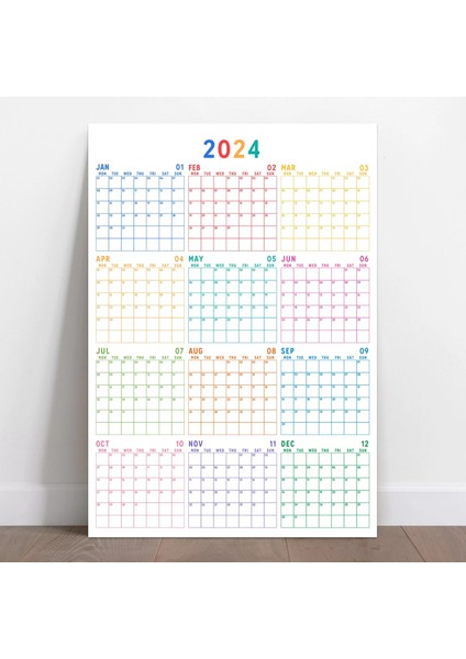 Renkli 2025 Yıllık Planlayıcı 2025 Duvar Takvimi Rengarenk Yıllık Planlayıcı Boyut 50 x 70 cm modelleri