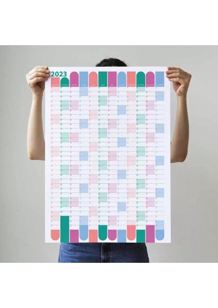 2025 Yıllık Planlayıcı Duvar Takvimi Pembe Yeşil Wall Planner Boyut 50 x 70 cm fiyatları