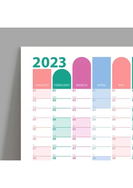 2025 Yıllık Planlayıcı Duvar Takvimi Pembe Yeşil Wall Planner Boyut 50 x 70 cm indirimleri