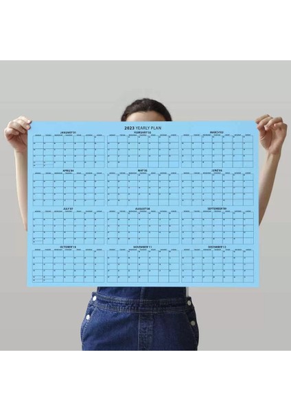 2025 Yıllık Planlayıcı Duvar Takvimi Mavi Renkli Kağıt Boyut 50 x 70 cm