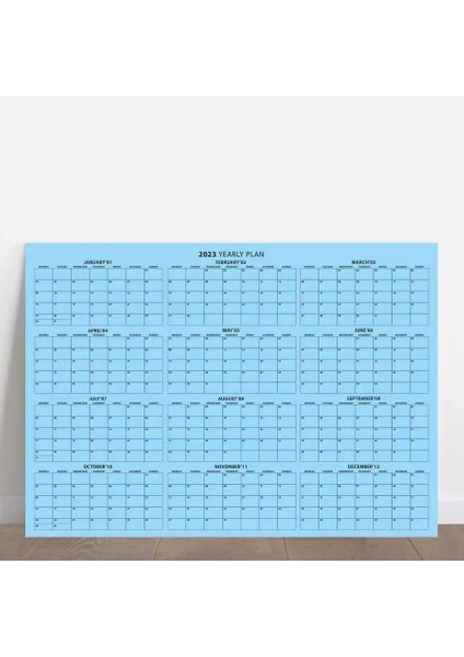 2025 Yıllık Planlayıcı Duvar Takvimi Mavi Renkli Kağıt Boyut 50 x 70 cm