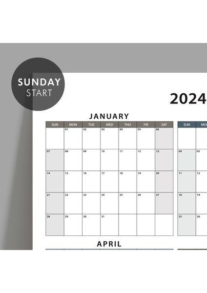 Amerikan Standardı 2025 Yıllık Planlayıcı Takvim Pazar Başlangıç 2025 Takvim Boyut 50 x 70 cm
