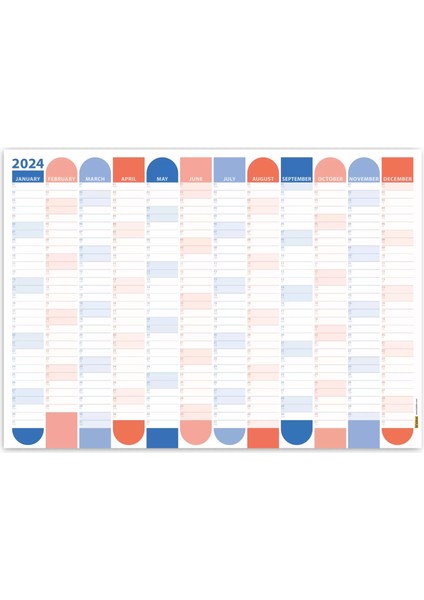 2025 Yıllık Planlayıcı Duvar Takvimi Okyanus Mavisi Somon Rengi Aylık Planlayıcı Boyut 50 x 70 cm fırsatları