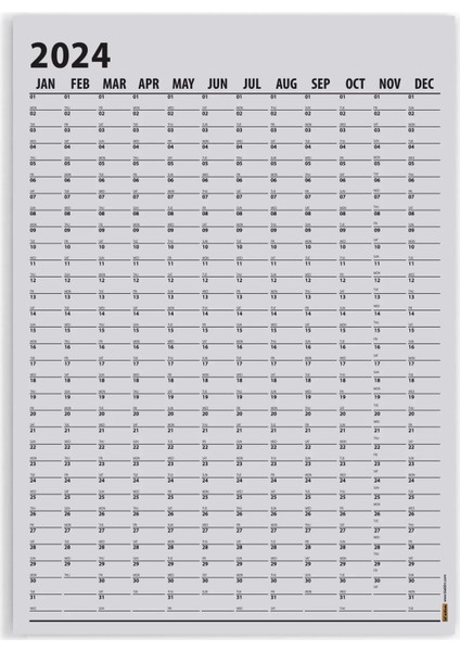 Gri Renk 2025 Yıllık Planlama Takvim 2025 Yılı Duvar Takvimi Yıllık Planlayıcı Boyut 50 x 70 cm