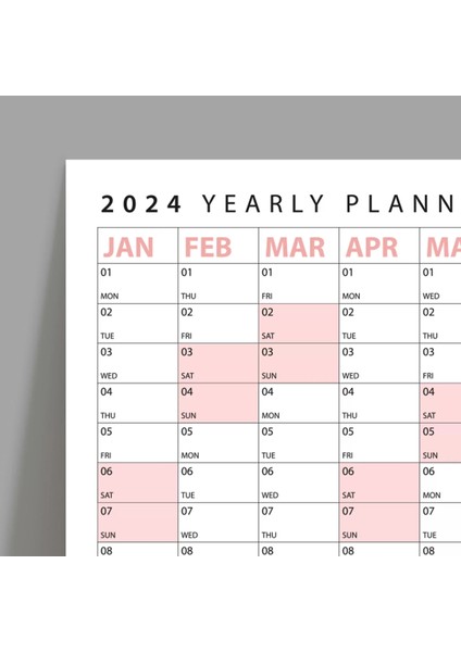 2025 Yıllık Planlayıcı Poster Takvim Pembe Renk Planlayıcı Takvim 2025 Okul Takvimi Boyut 35 x 50 cm fırsatları