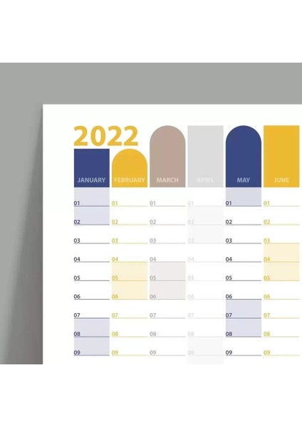 2025 Yıllık Plan Duvar Takvimi Sarı Lacivert Wall Planner Boyut 35 x 50 cm