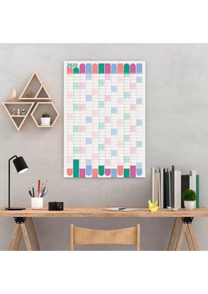 2025 Yıllık Planlayıcı Duvar Takvimi Pembe Yeşil Wall Planner Boyut 35 x 50 cm