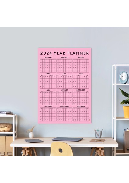 Pembe Renk 2025 Yıllık Planlayıcı Duvar Takvimi 2025 Takvim Aylık Planlayıcı Boyut 50 x 70 cm