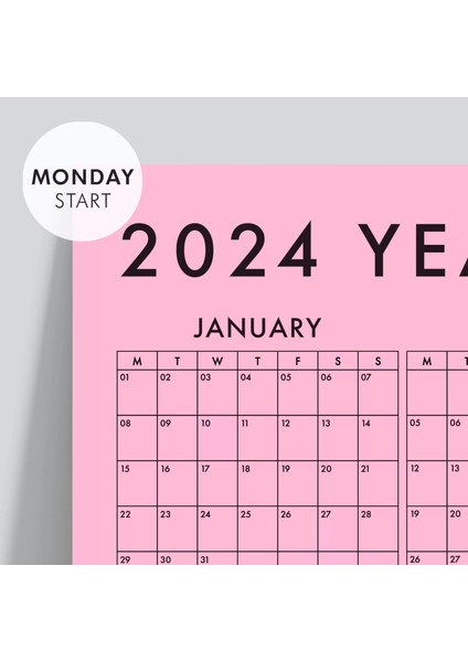 Pembe Renk 2025 Yıllık Planlayıcı Duvar Takvimi 2025 Takvim Aylık Planlayıcı Boyut 50 x 70 cm fiyatları