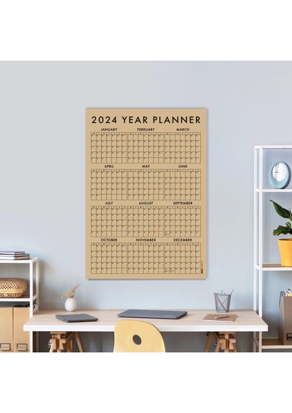 Kraft Kahve 2025 Yıllık Planlayıcı Duvar Takvimi 2025 Takvim Aylık Planlayıcı Boyut 50 x 70 cm