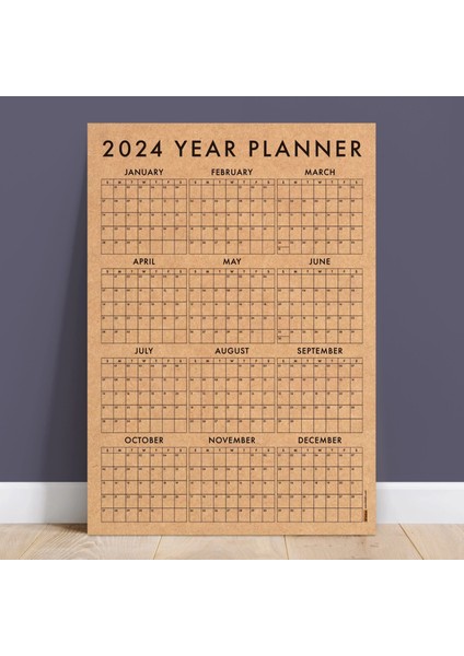 Amerikan Standardı 2025 Takvim Yıllık Planlayıcı Duvar Takvimi Kraft Kağıt Sunday Start Boyut 50 x 70 cm
