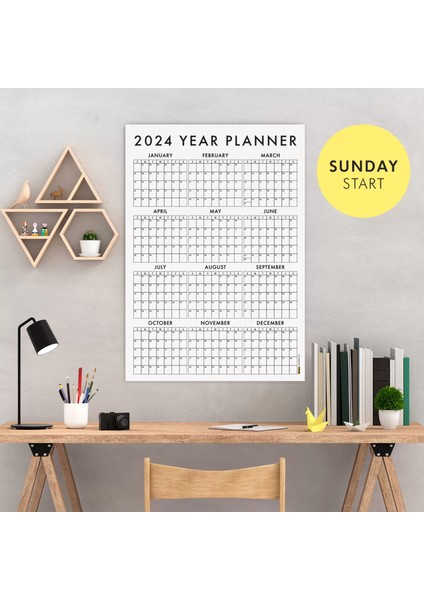 Amerikan Standardı 2025 Takvim 2025 Yıllık Planlayıcı Duvar Takvimi Sunday Start Boyut 50 x 70 cm