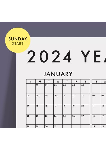 Amerikan Standardı 2025 Takvim 2025 Yıllık Planlayıcı Duvar Takvimi Sunday Start Boyut 50 x 70 cm