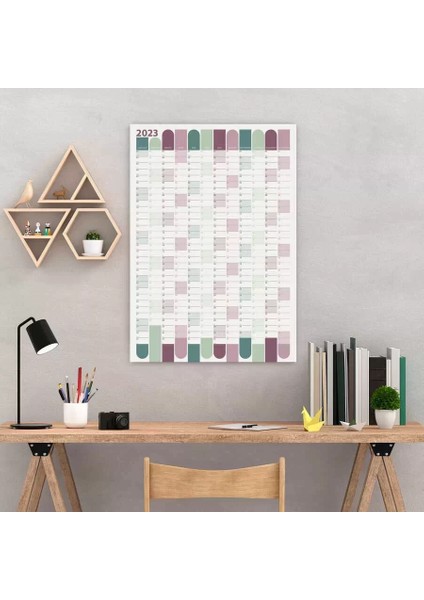 2025 Yıllık Planlayıcı Duvar Takvimi Yeşil Bordo Mürdün Wall Planner Boyut 50 x 70 cm