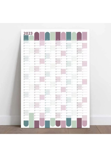 2025 Yıllık Planlayıcı Duvar Takvimi Yeşil Bordo Mürdün Wall Planner Boyut 50 x 70 cm fırsatları