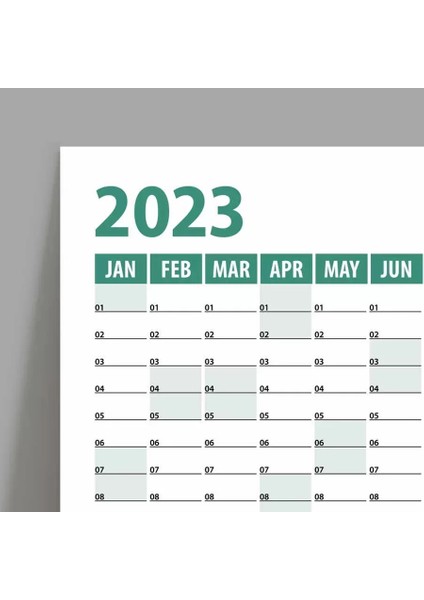 2025 Yıllık Planlayıcı Duvar Takvim Yeşil Yearly Wall Planner Boyut 50 x 70 cm