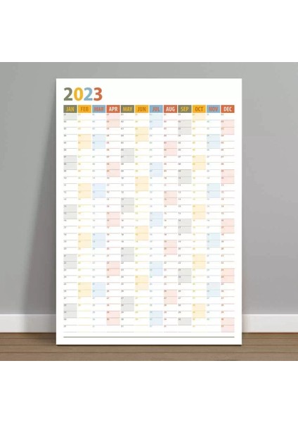 2025 Yıllık Planlayıcı Duvar Takvim Mavi Kırmızı Yeşil Yearly Wall Planner Boyut 50 x 70 cm fiyatları