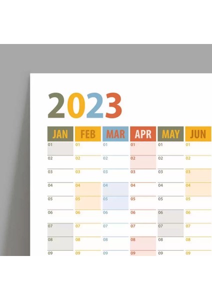 2025 Yıllık Planlayıcı Duvar Takvim Mavi Kırmızı Yeşil Yearly Wall Planner Boyut 50 x 70 cm modelleri